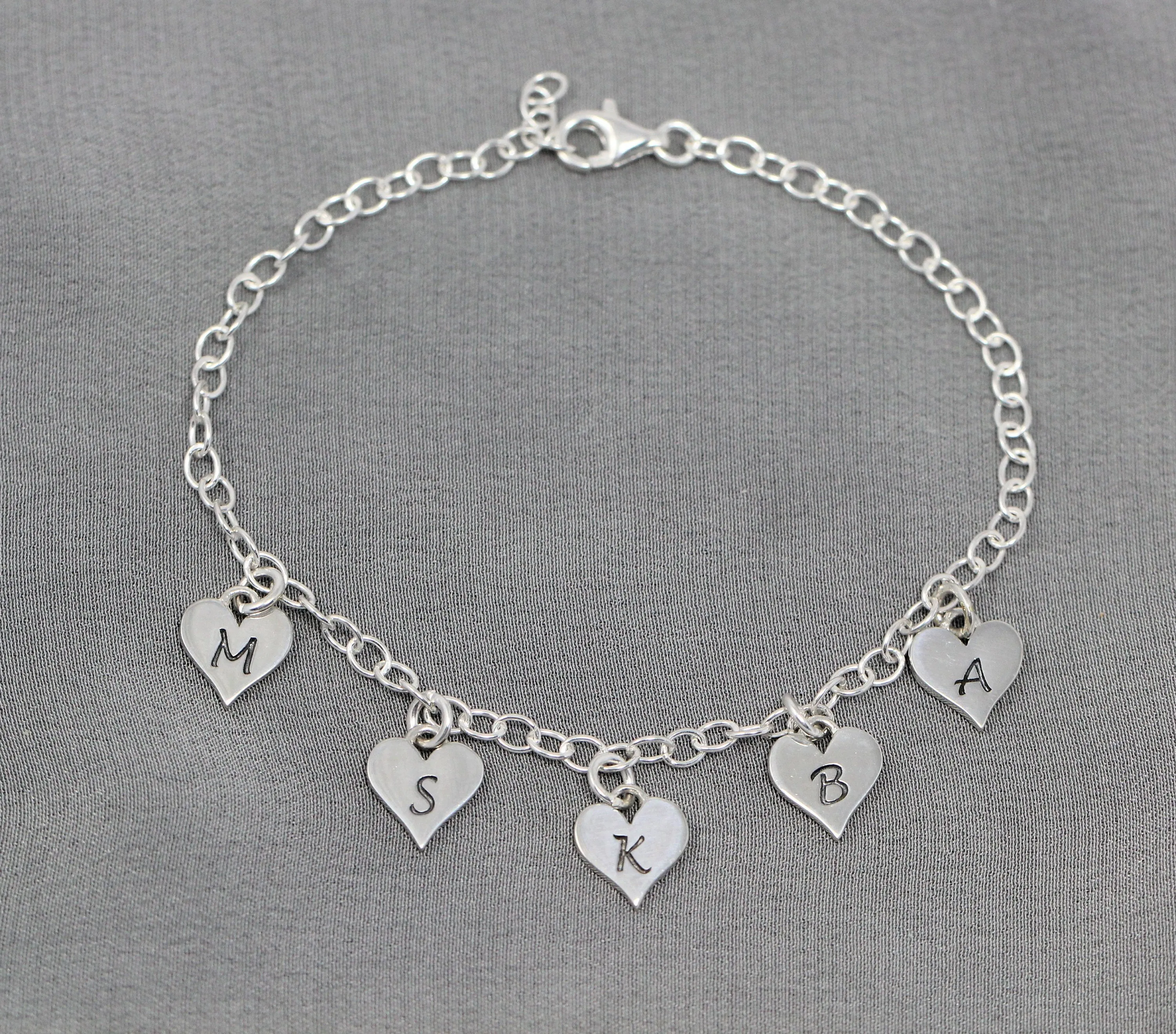 Grandma Bracelet with Sterling Silver Initials, Custom Family Jewelry