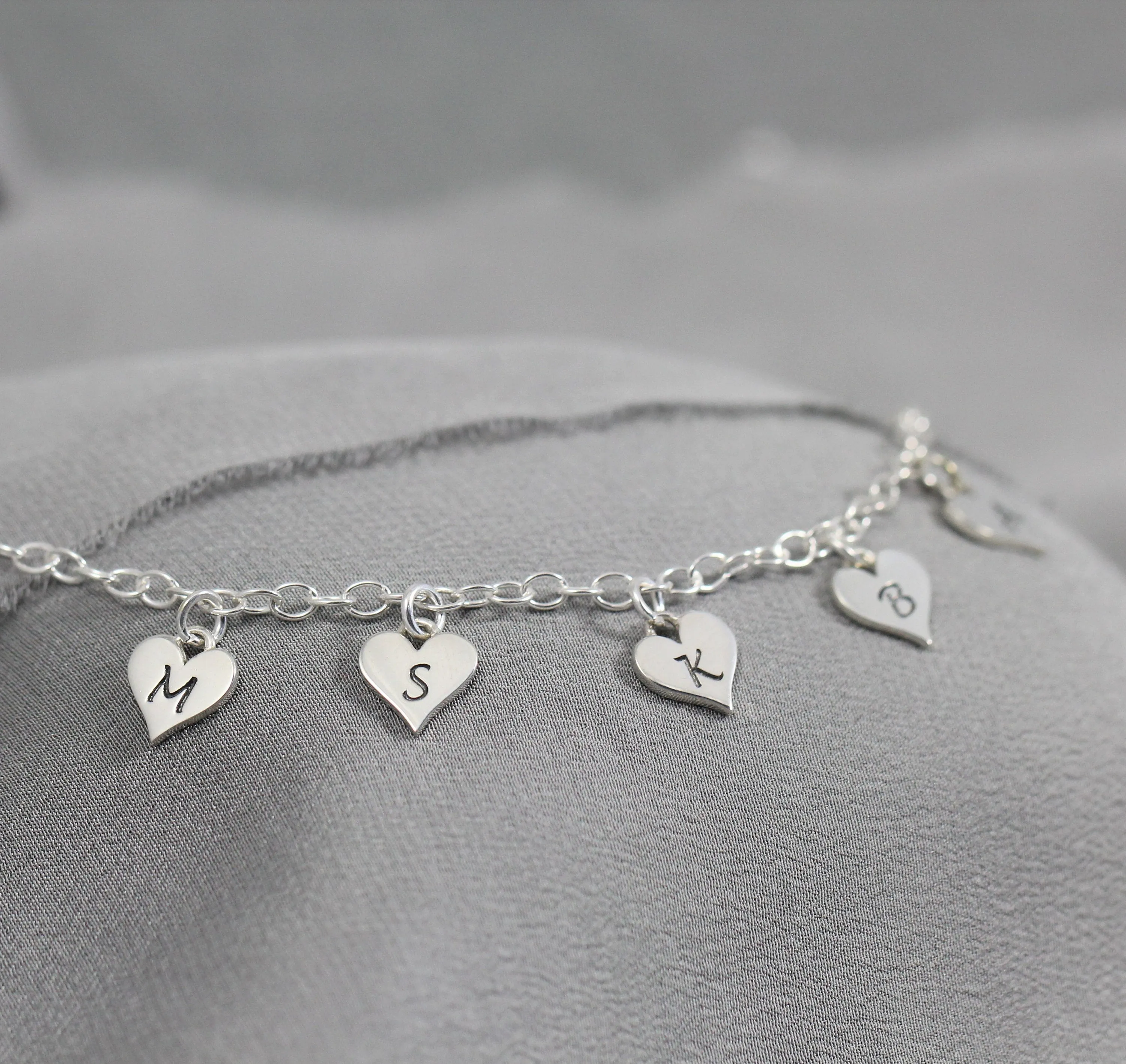 Grandma Bracelet with Sterling Silver Initials, Custom Family Jewelry