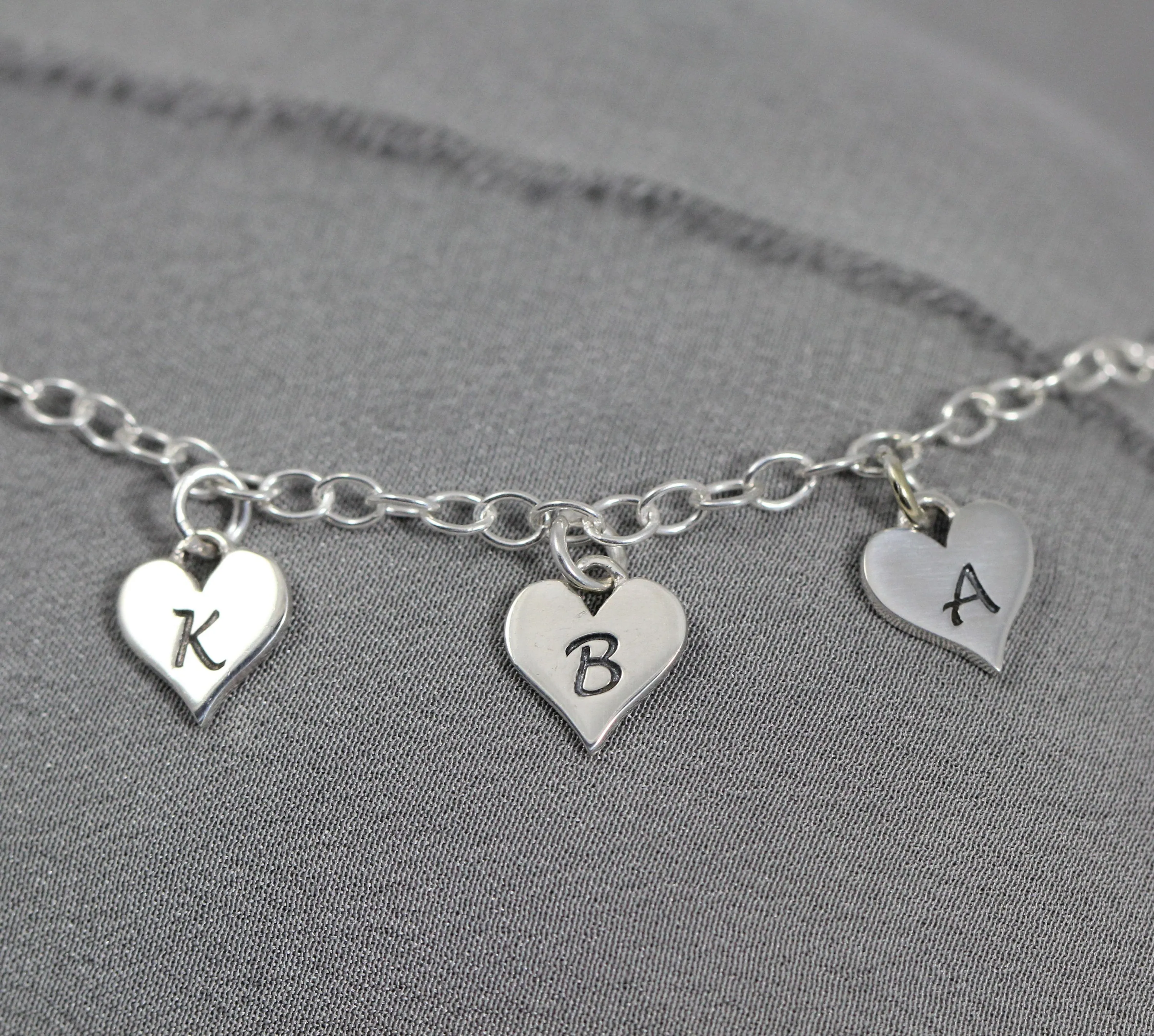 Grandma Bracelet with Sterling Silver Initials, Custom Family Jewelry