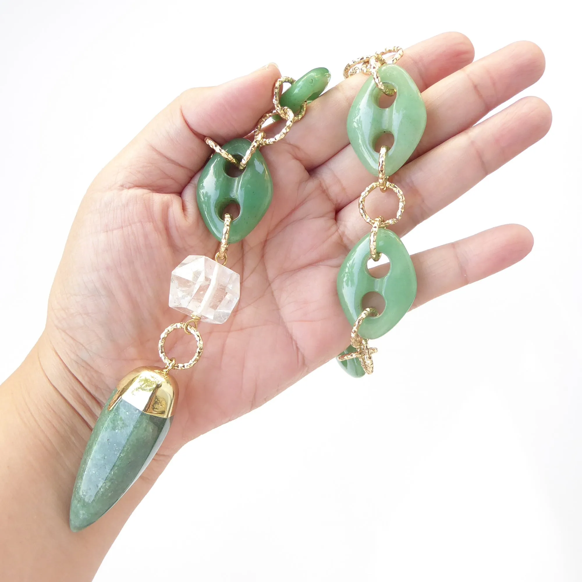 Green aventurine spike necklace