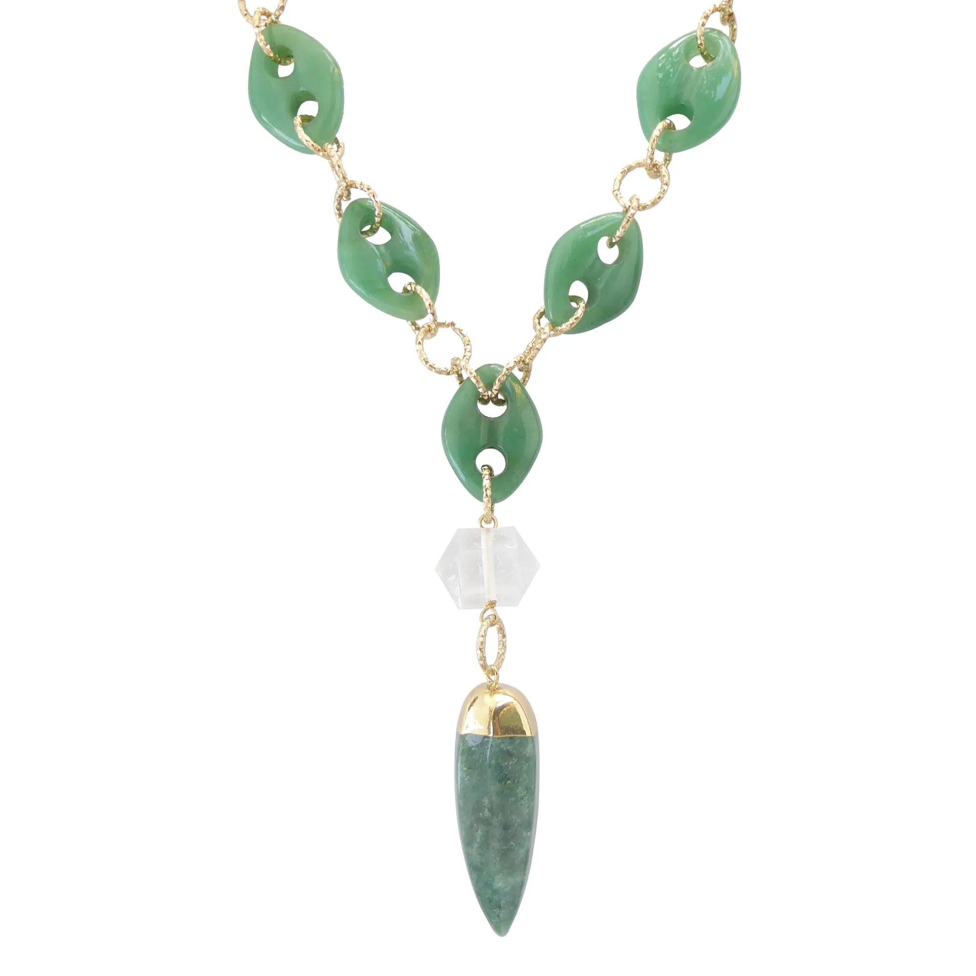Green aventurine spike necklace