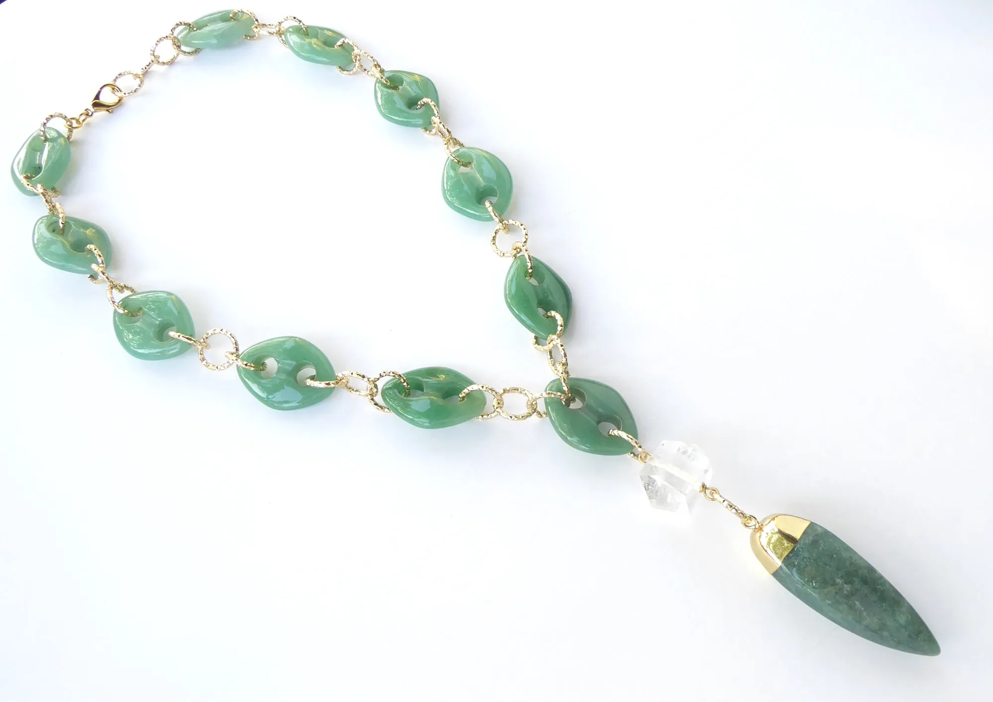 Green aventurine spike necklace