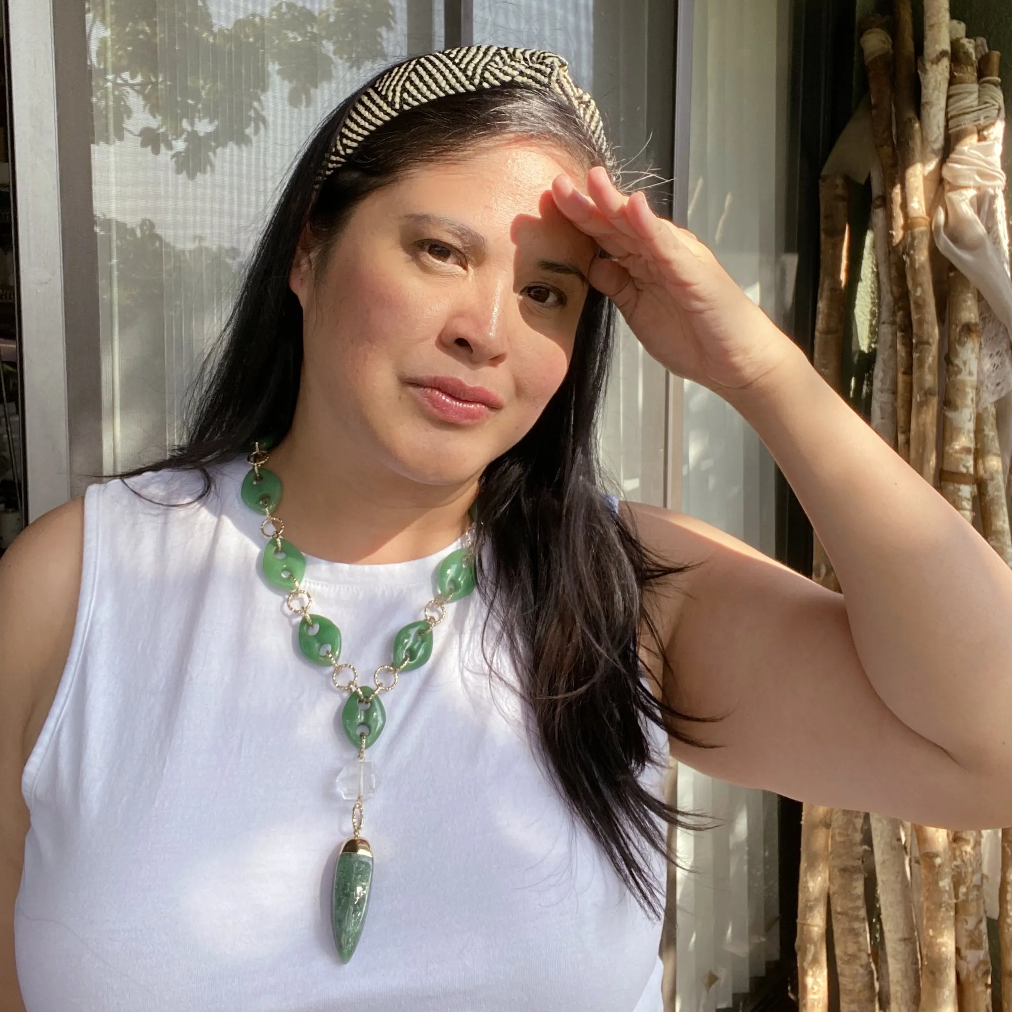 Green aventurine spike necklace