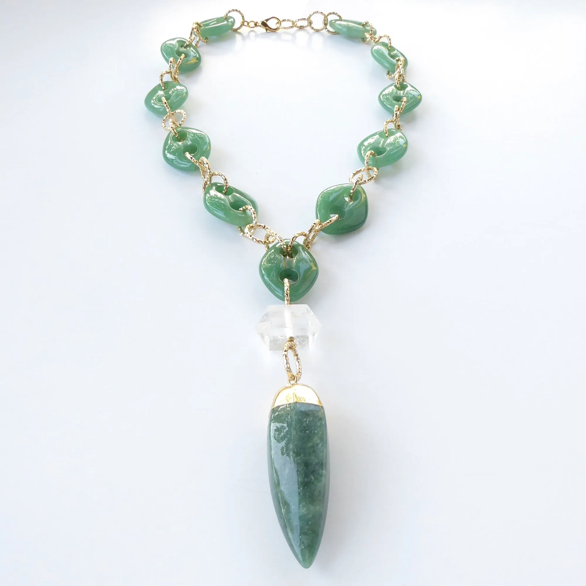 Green aventurine spike necklace