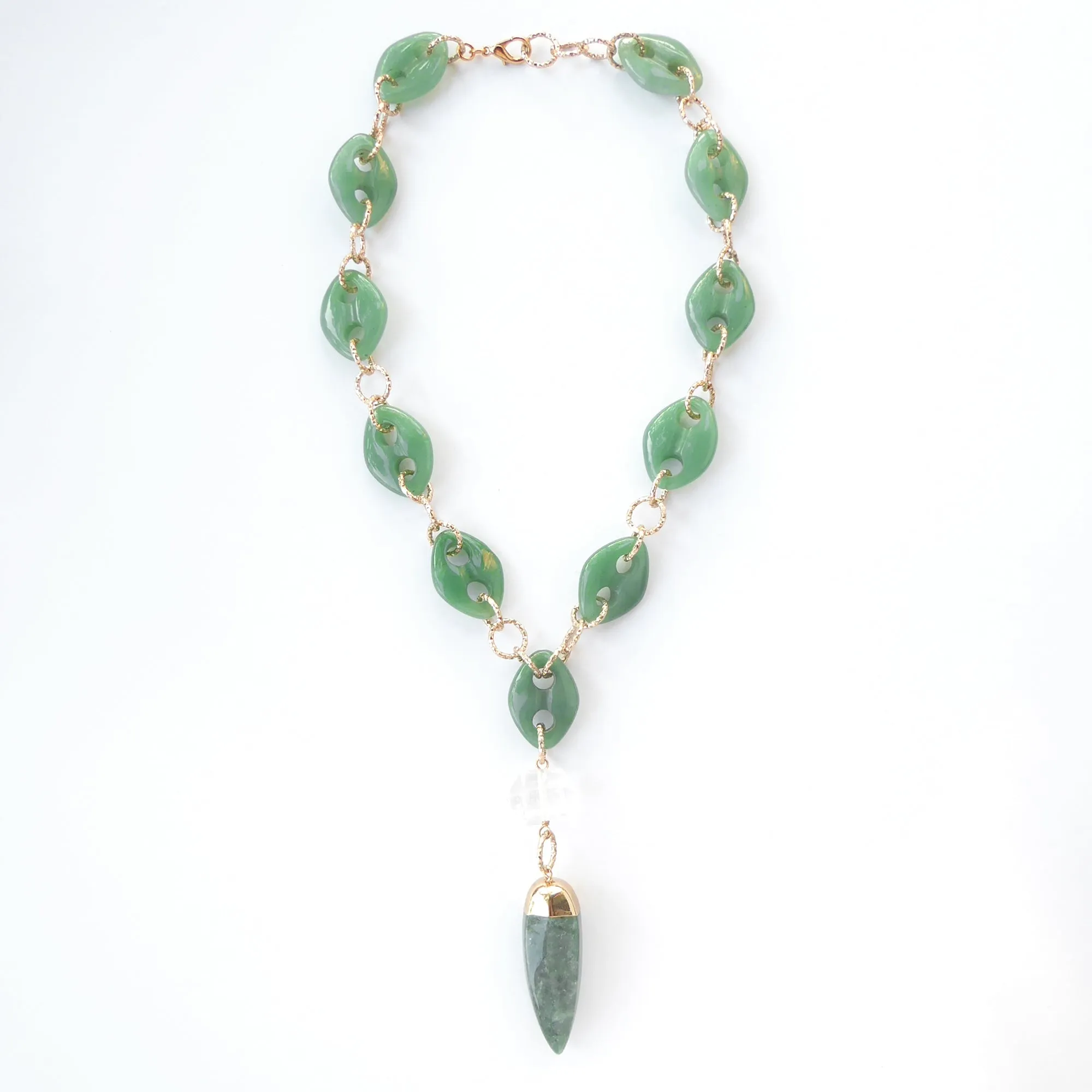 Green aventurine spike necklace
