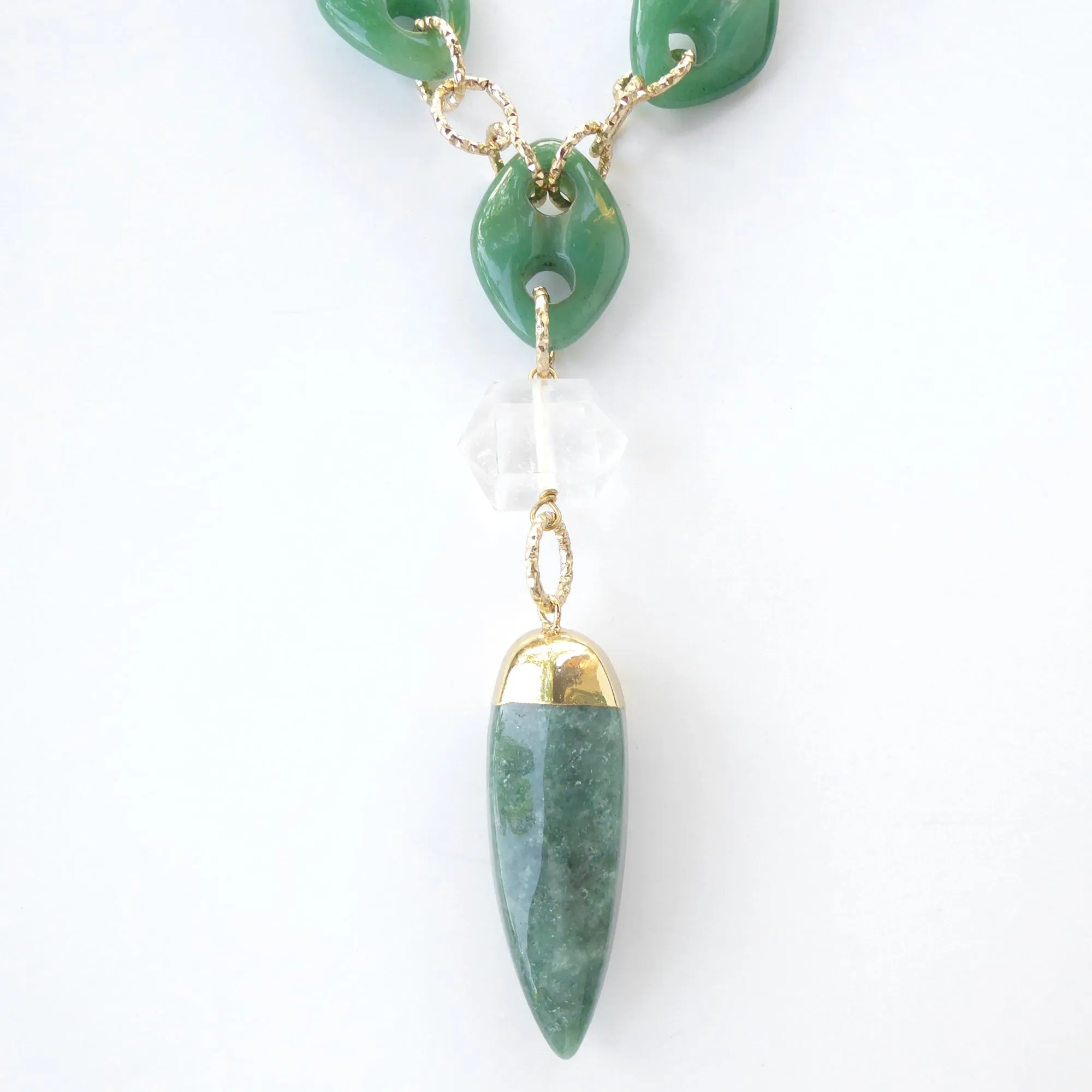 Green aventurine spike necklace