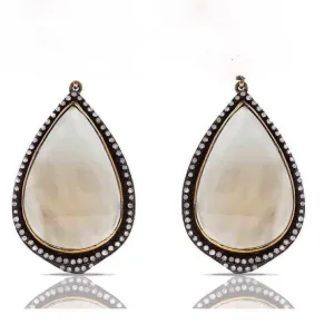 Grey Sapphire Diamond Drop Earrings