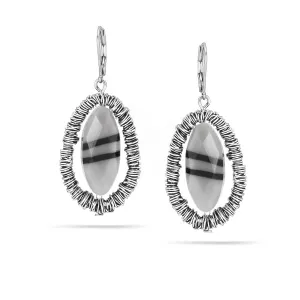 GREY STONE DROP EARRINGS #189BK3401 (2D3)