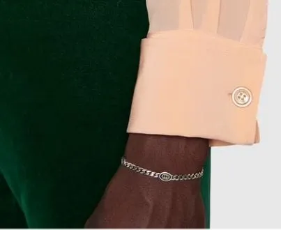 Gucci Serling Silver Interlocking G Stations Curb Bracelet