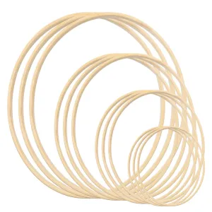 Gukasxi 12pcs Wooden Bamboo Floral Hoop Wreath Macrame Craft Dream Catcher Hoops Rings for DIY Weddding Wreath Decor, Macrame Dreamcatcher, Wall