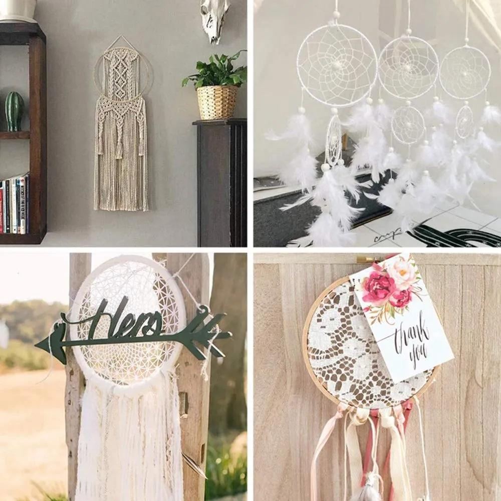 Gukasxi 12pcs Wooden Bamboo Floral Hoop Wreath Macrame Craft Dream Catcher Hoops Rings for DIY Weddding Wreath Decor, Macrame Dreamcatcher, Wall