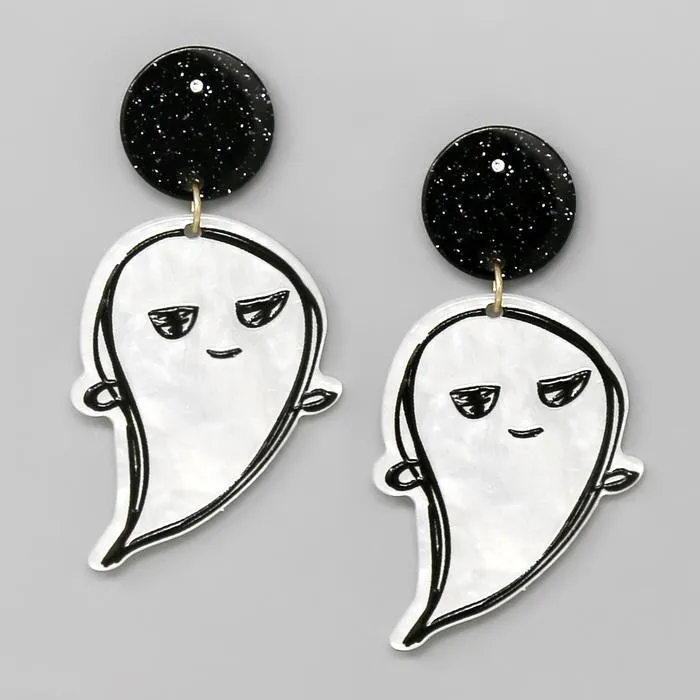 Halloween Ghost Acetate Drop Earrings