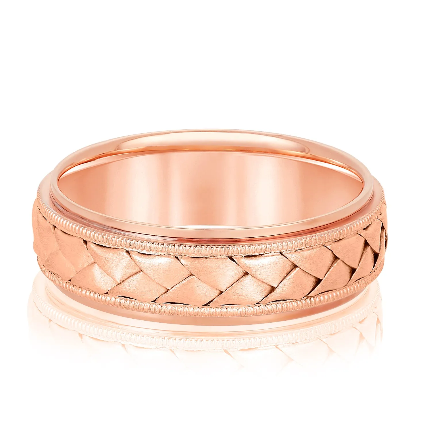Hand Braided Milgrain Edges Men's Wedding Band