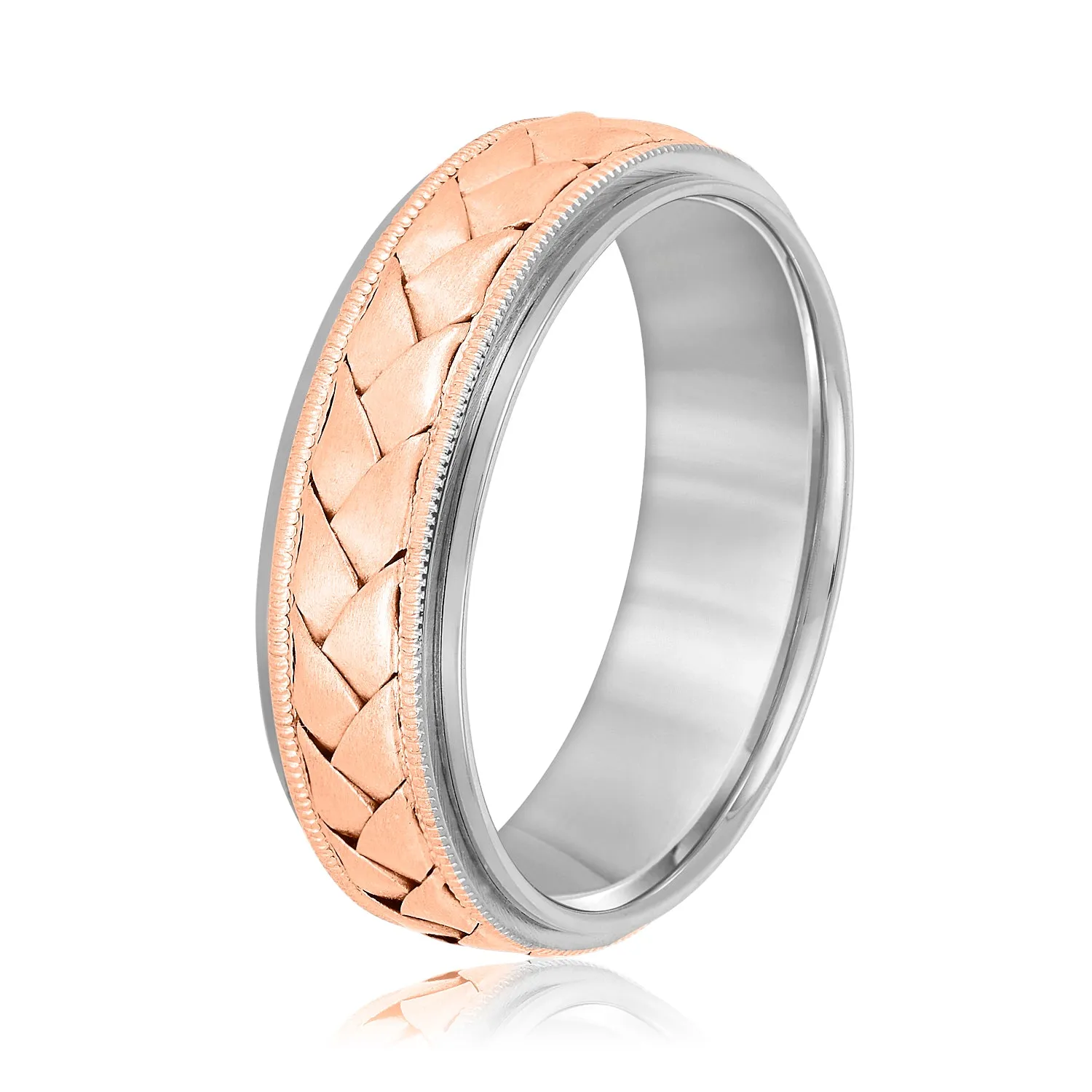 Hand Braided Milgrain Edges Men's Wedding Band