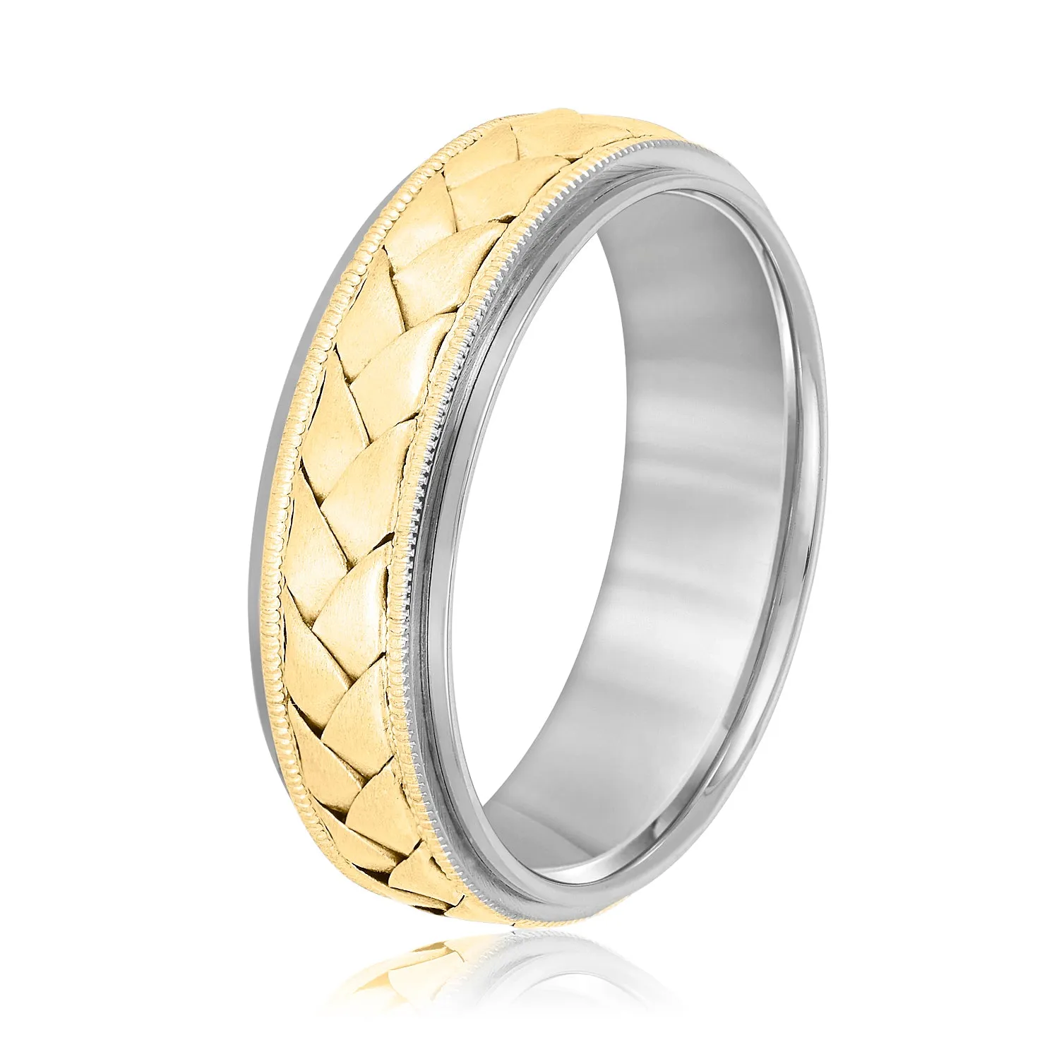Hand Braided Milgrain Edges Men's Wedding Band