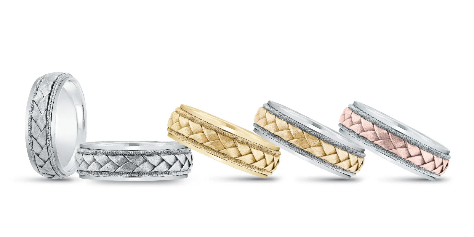 Hand Braided Milgrain Edges Men's Wedding Band