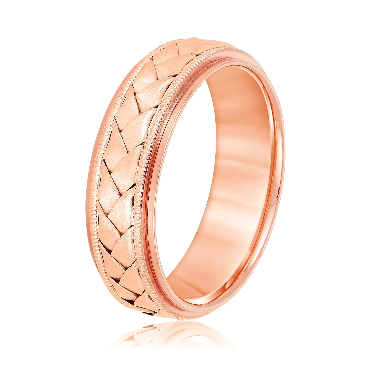 Hand Braided Milgrain Edges Men's Wedding Band