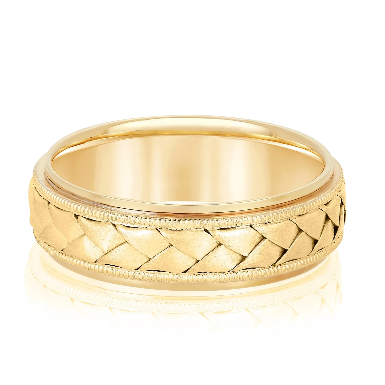 Hand Braided Milgrain Edges Men's Wedding Band
