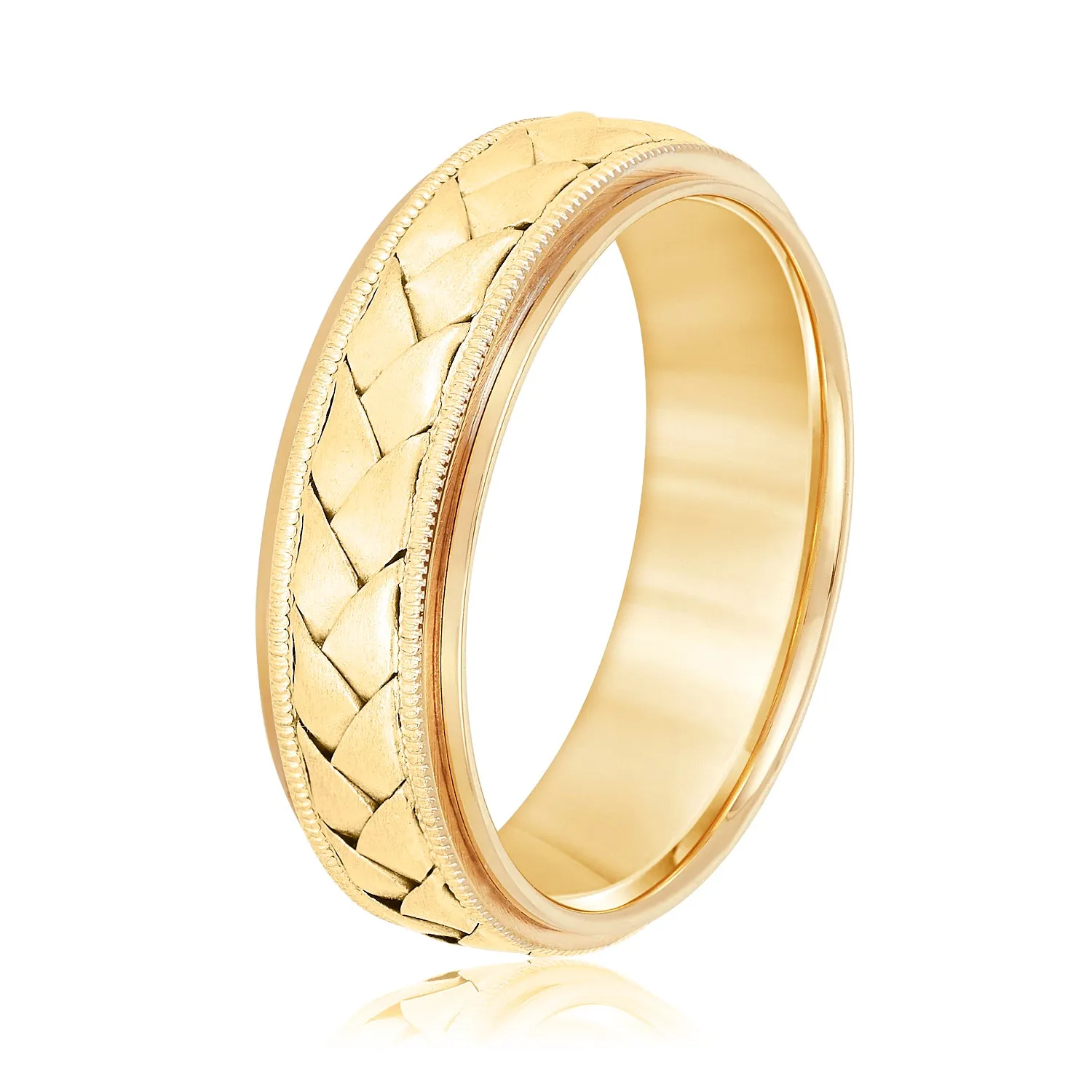 Hand Braided Milgrain Edges Men's Wedding Band