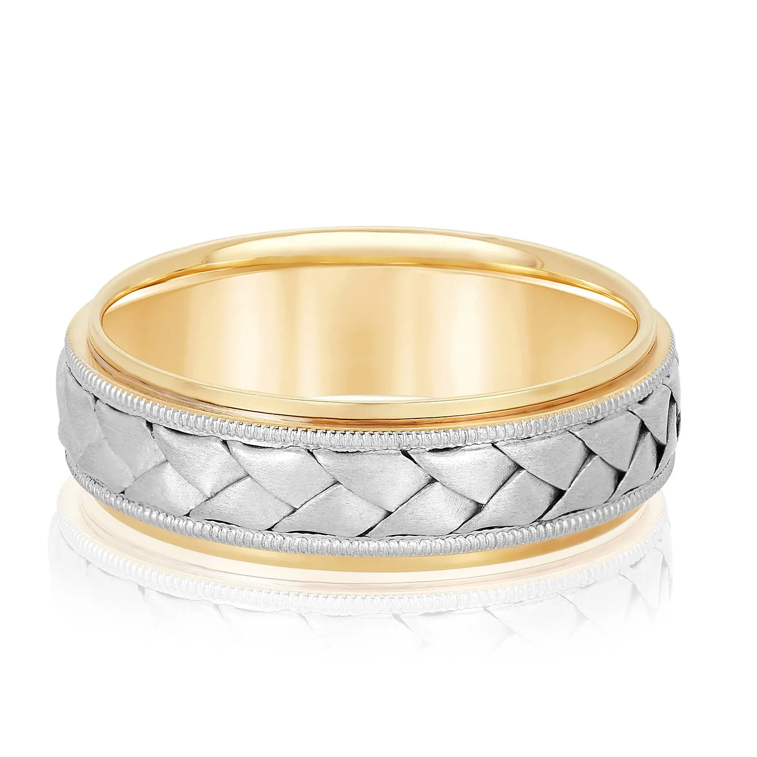 Hand Braided Milgrain Edges Men's Wedding Band