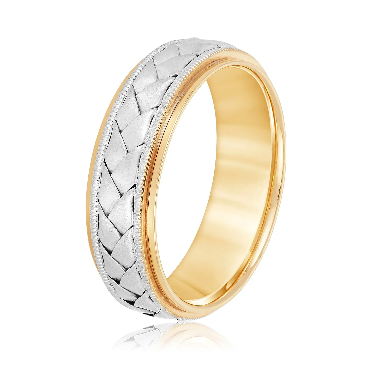Hand Braided Milgrain Edges Men's Wedding Band