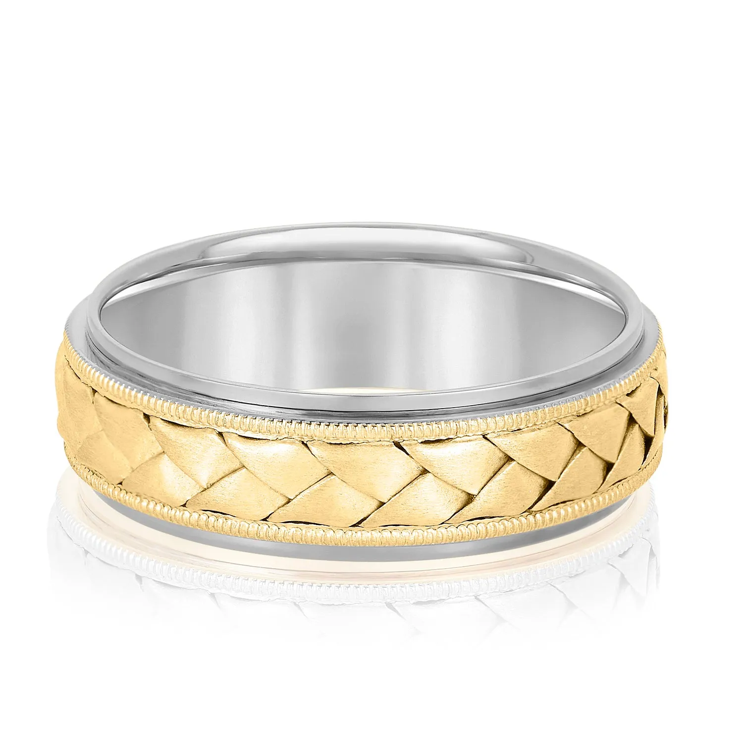 Hand Braided Milgrain Edges Men's Wedding Band