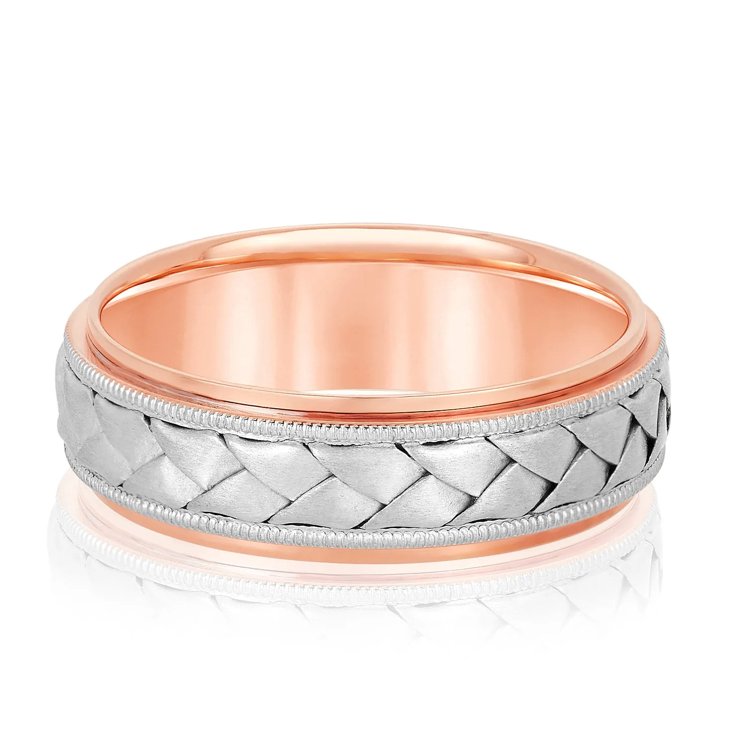 Hand Braided Milgrain Edges Men's Wedding Band