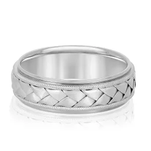 Hand Braided Milgrain Edges Men's Wedding Band