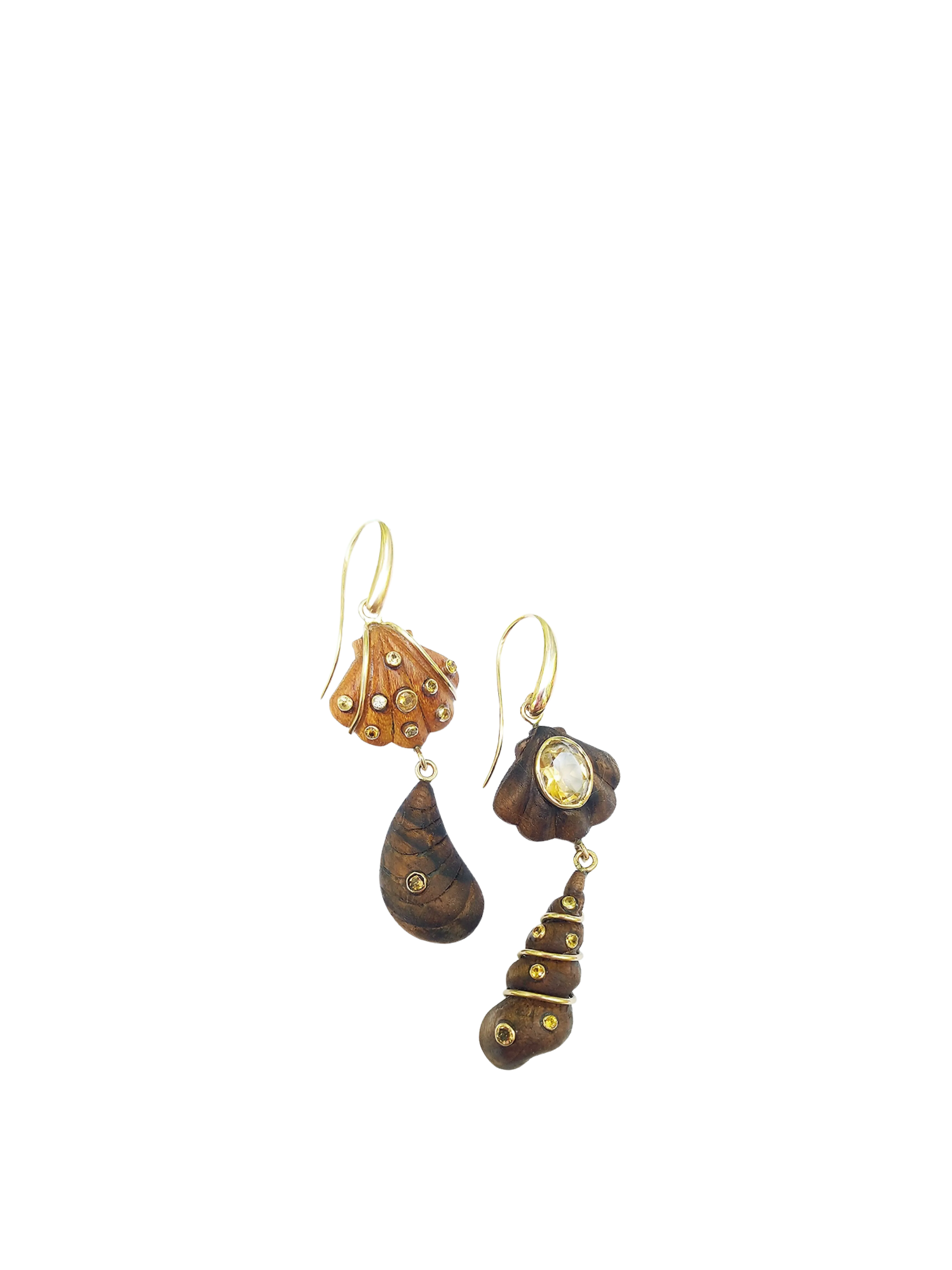 Hand Carved Wooden Walnut Earrings