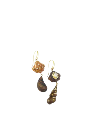 Hand Carved Wooden Walnut Earrings