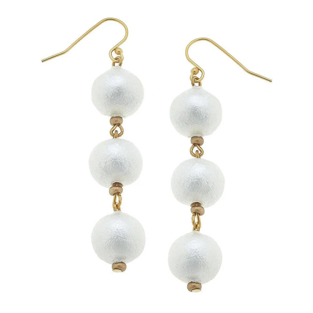 Handcast Gold Cotton Pearl Drop Earrings