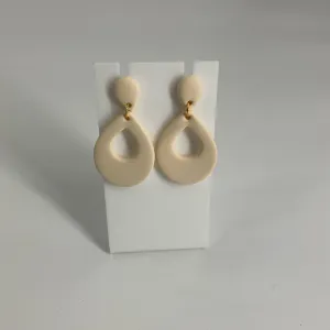 Handmade Cream-Colored Teardrop Dangle Earrings