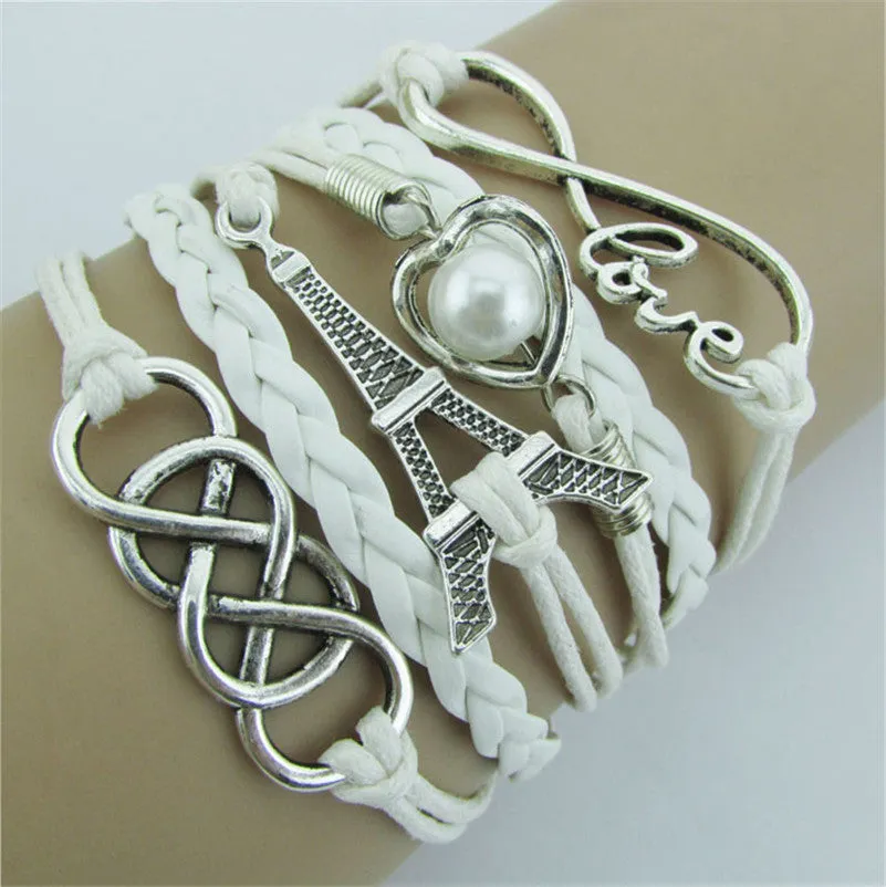 Handmade Vintage Bird Anchor Bracelets Wrap Leather Bracelet Charm bracelets pulseira couro bracelets for women