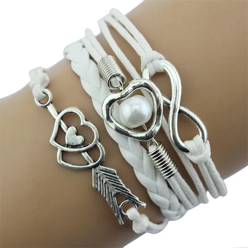 Handmade Vintage Bird Anchor Bracelets Wrap Leather Bracelet Charm bracelets pulseira couro bracelets for women