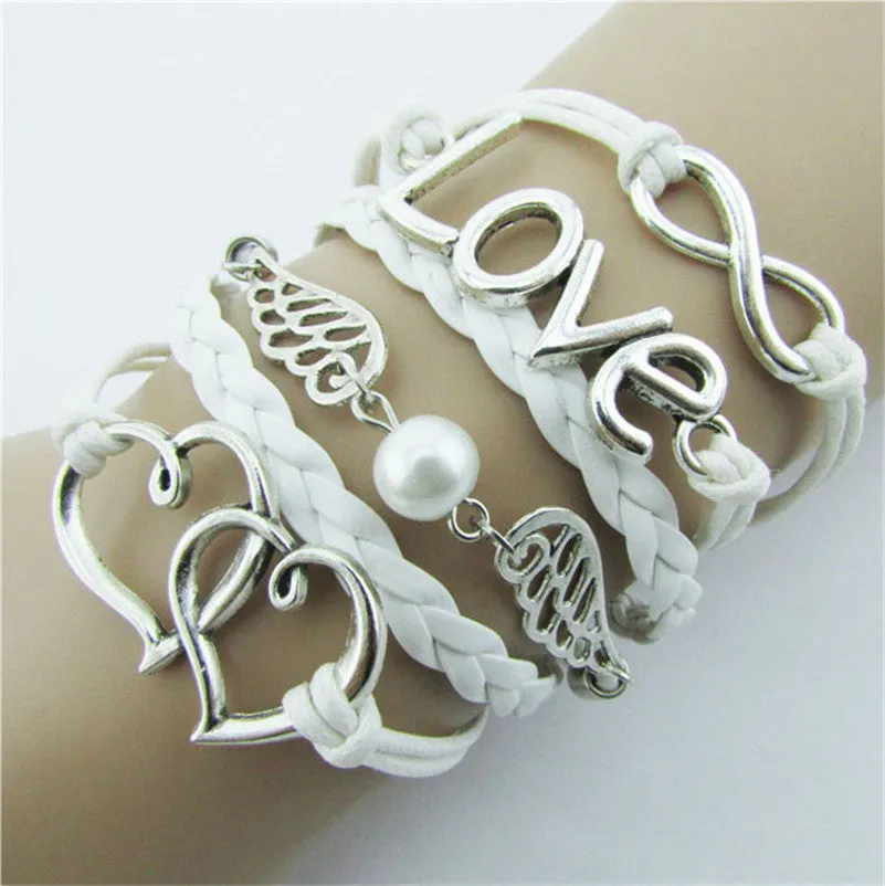 Handmade Vintage Bird Anchor Bracelets Wrap Leather Bracelet Charm bracelets pulseira couro bracelets for women