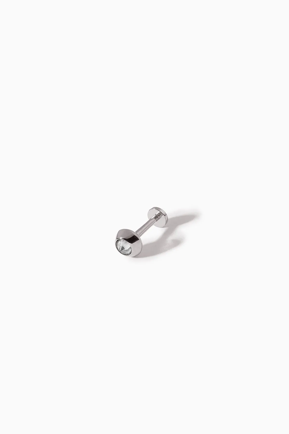 HANNAH MARTIN | 18K WHITE GOLD STUD DIAMOND FLATBACK BARBELL S EARRING