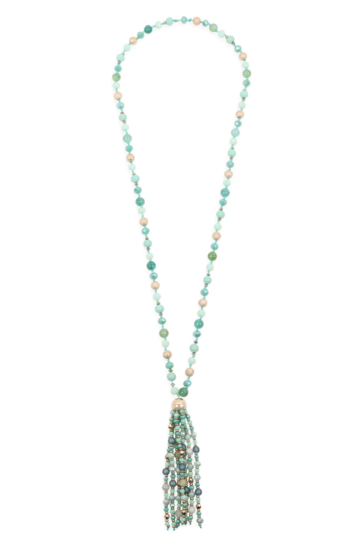 HDN3109 - BEADED TASSEL STATEMENT NECKLACE