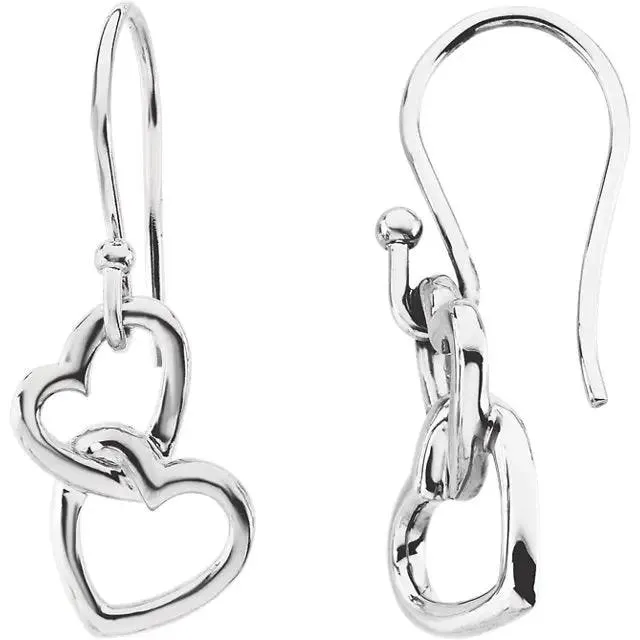 Heart Earrings made of Sterling Silver, Dangle Earrings-ST7016