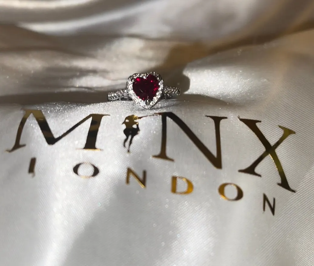 Heart Ring | Red Diamond Heart Ring | Heart Shape Ring | Diamond Heart Ring | Womens Red Diamond Ring | Engagement Ring | Red Diamond Ring