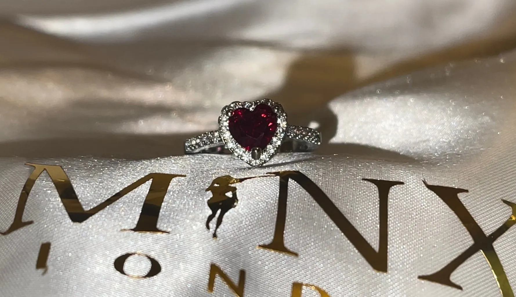 Heart Ring | Red Diamond Heart Ring | Heart Shape Ring | Diamond Heart Ring | Womens Red Diamond Ring | Engagement Ring | Red Diamond Ring