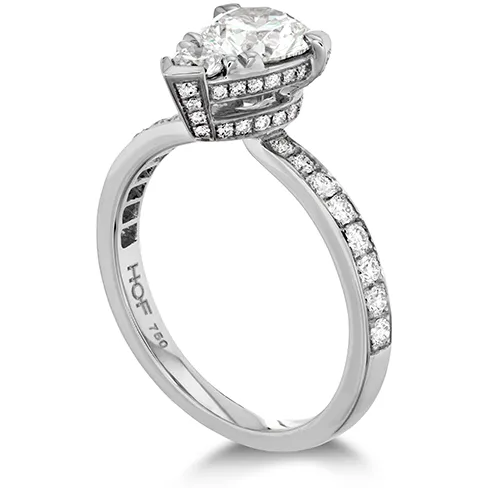 Hearts On Fire Desire Teardrop Shape Engagement Ring with Diamond Band