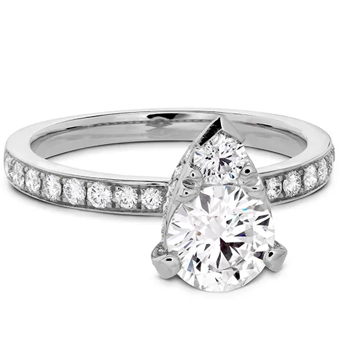 Hearts On Fire Desire Teardrop Shape Engagement Ring with Diamond Band