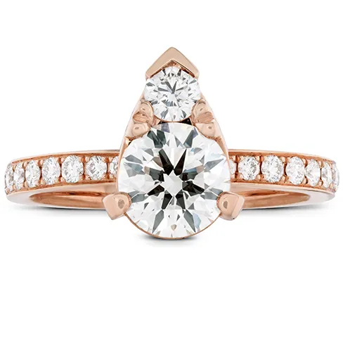 Hearts On Fire Desire Teardrop Shape Engagement Ring with Diamond Band