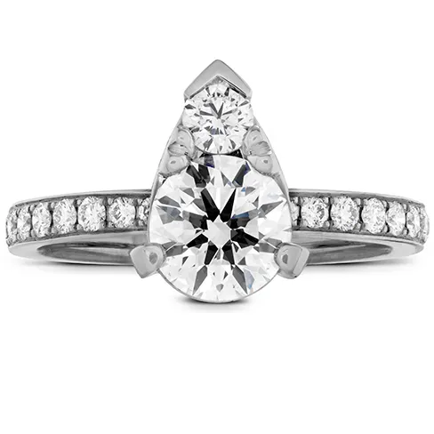 Hearts On Fire Desire Teardrop Shape Engagement Ring with Diamond Band
