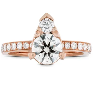 Hearts On Fire Desire Teardrop Shape Engagement Ring with Diamond Band