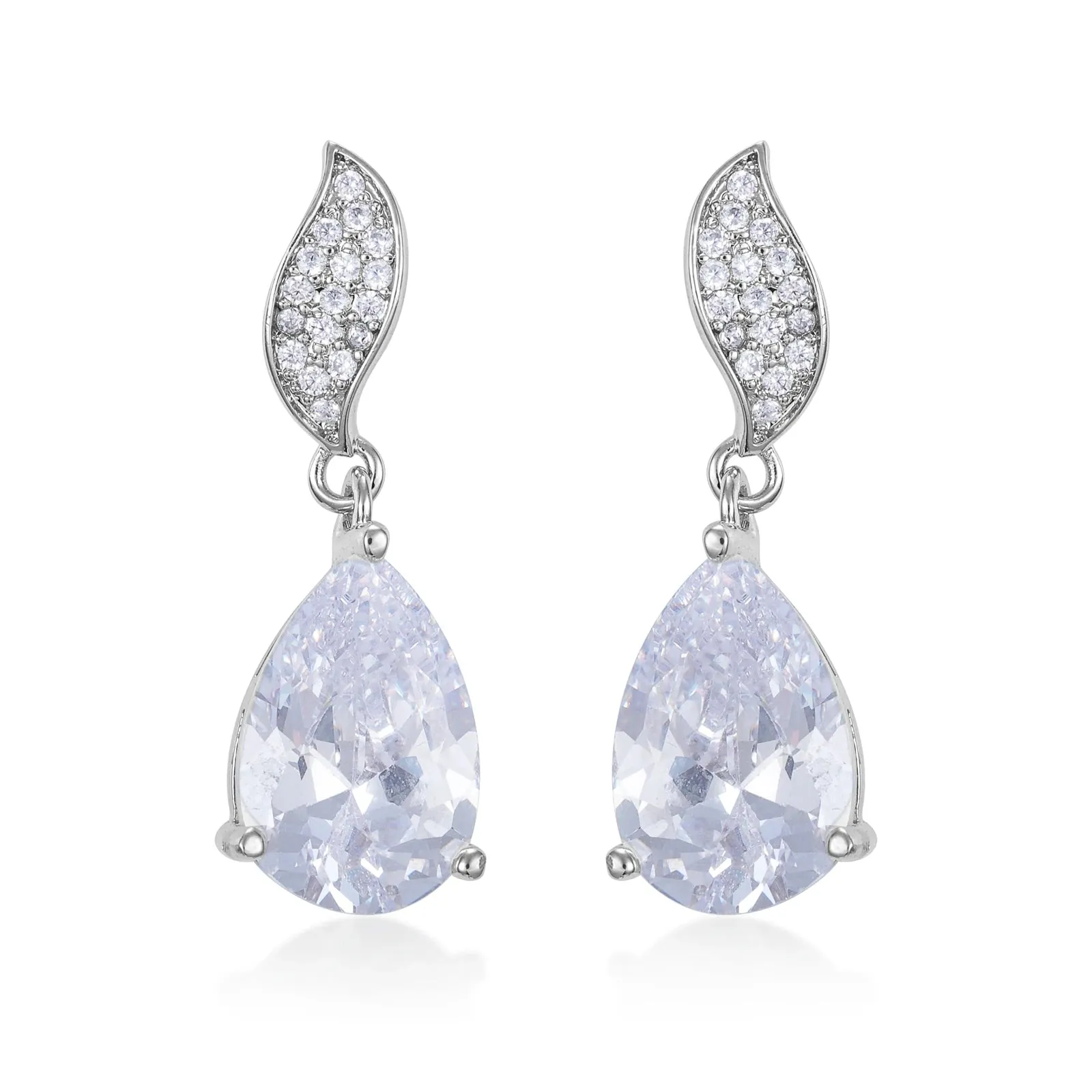 Helen 13x8mm Pear CZ Drop Dangle Earrings