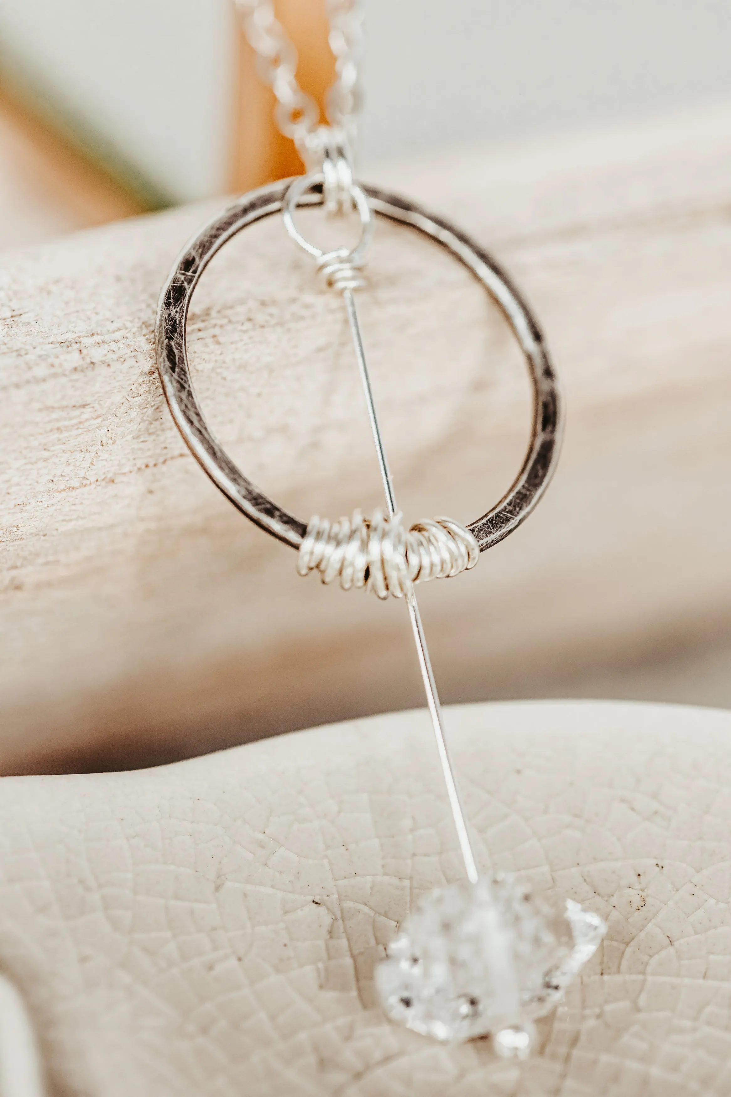 Herkimer Diamond Sterling Silver Pendulum Necklace