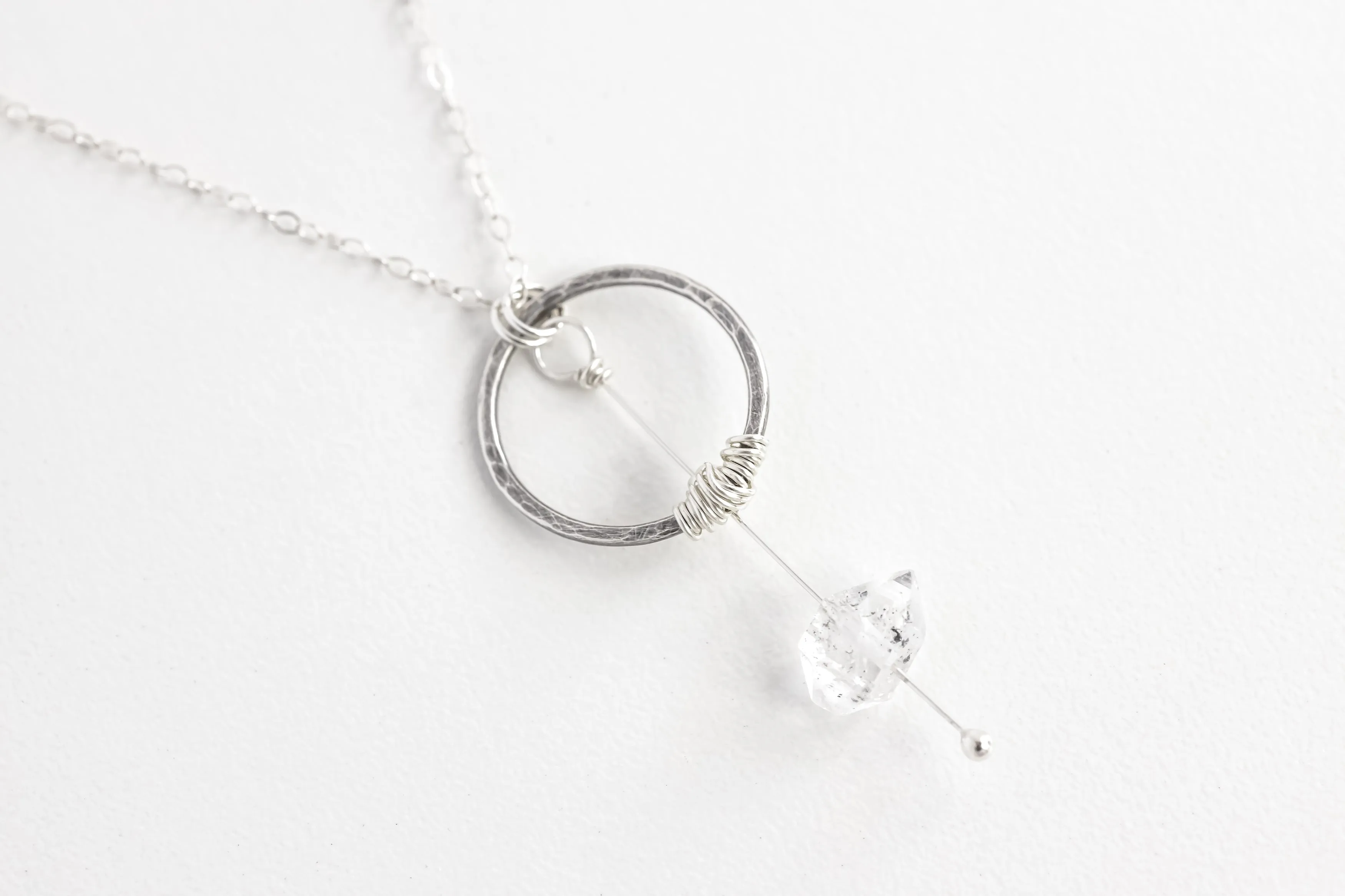 Herkimer Diamond Sterling Silver Pendulum Necklace