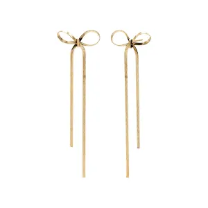 Herringbone Bow Tie Long Drop Stud Earring