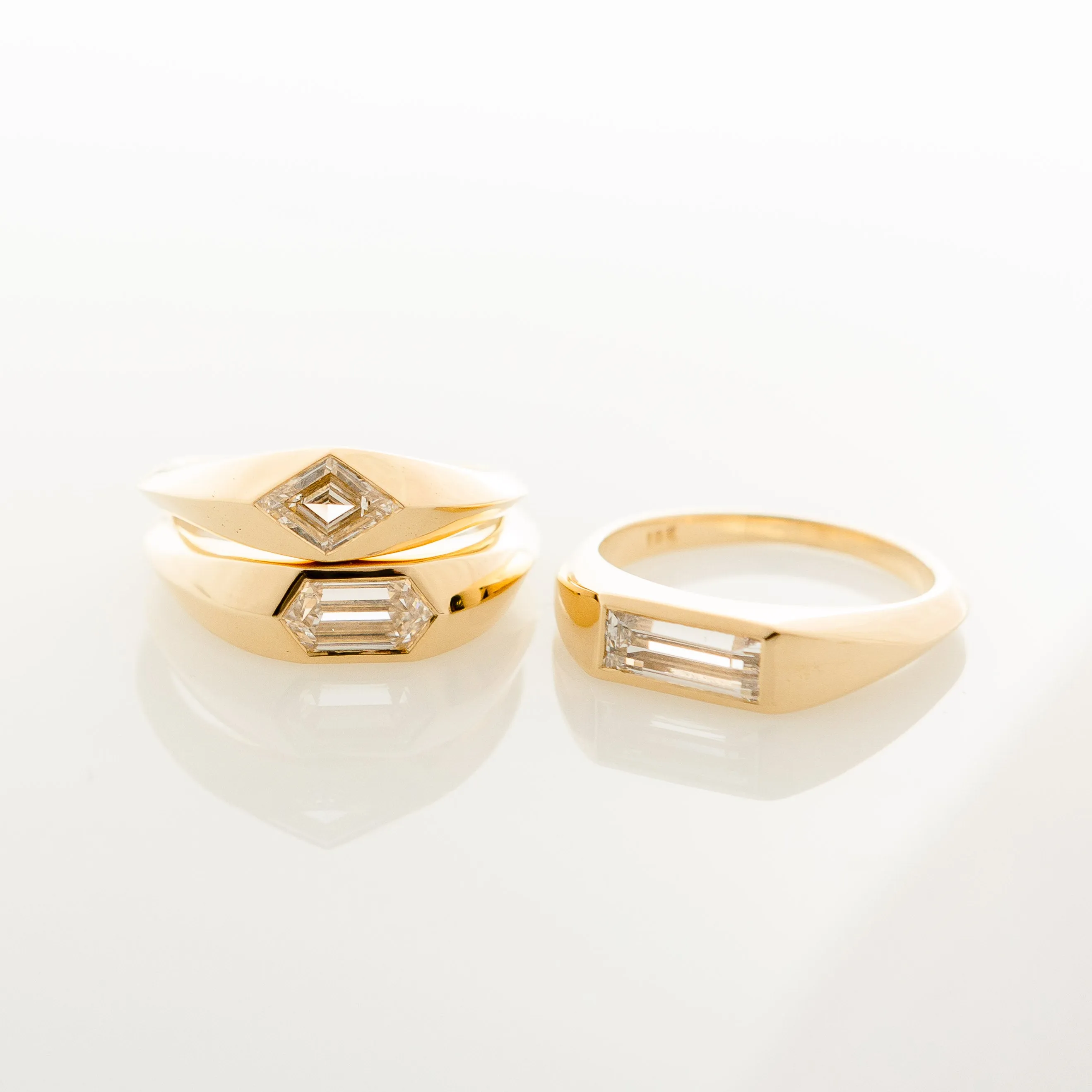 Hexagon Diamond Engagement Ring in 18k Yellow Gold